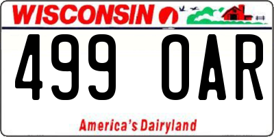 WI license plate 499OAR