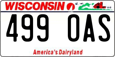 WI license plate 499OAS