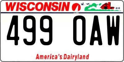 WI license plate 499OAW