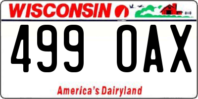 WI license plate 499OAX