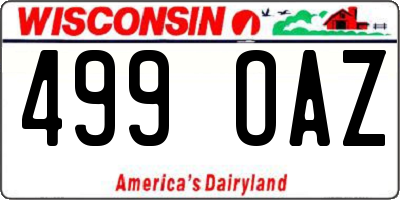 WI license plate 499OAZ