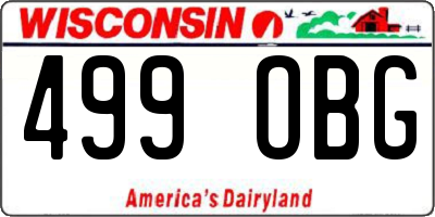 WI license plate 499OBG