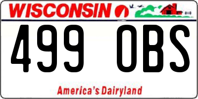 WI license plate 499OBS
