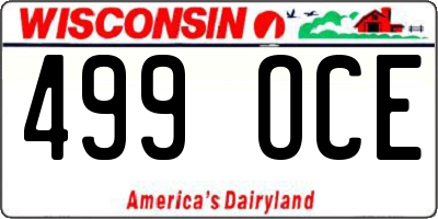 WI license plate 499OCE