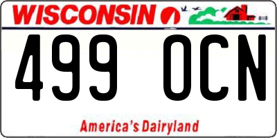 WI license plate 499OCN
