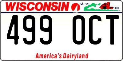 WI license plate 499OCT