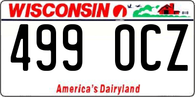 WI license plate 499OCZ