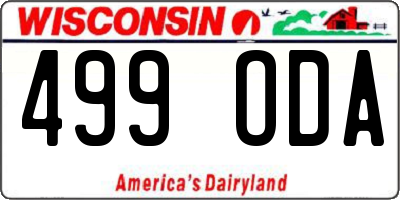 WI license plate 499ODA