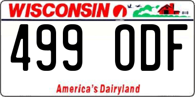 WI license plate 499ODF