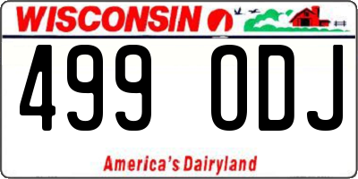WI license plate 499ODJ
