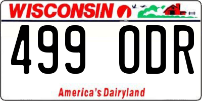 WI license plate 499ODR