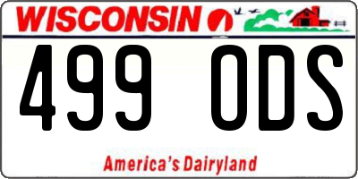 WI license plate 499ODS
