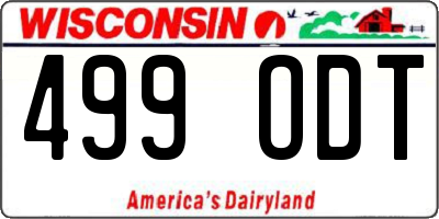 WI license plate 499ODT