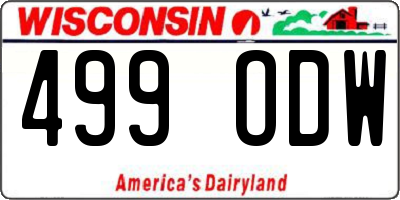 WI license plate 499ODW