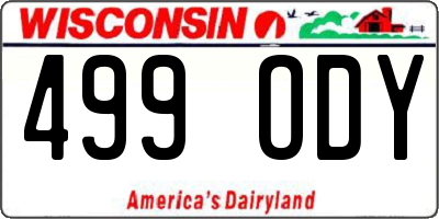 WI license plate 499ODY