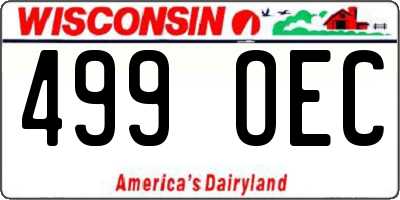 WI license plate 499OEC