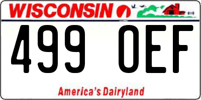 WI license plate 499OEF