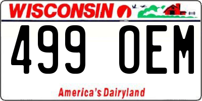 WI license plate 499OEM