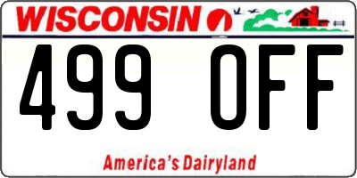 WI license plate 499OFF