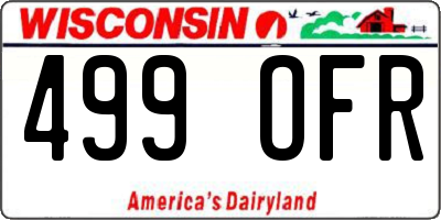 WI license plate 499OFR