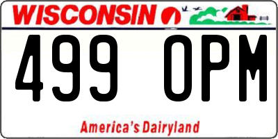WI license plate 499OPM