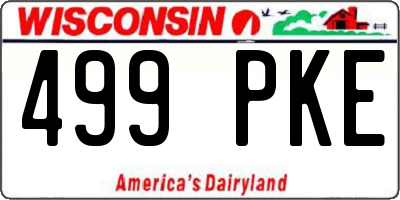 WI license plate 499PKE