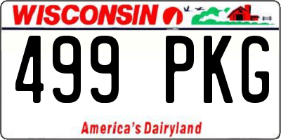 WI license plate 499PKG