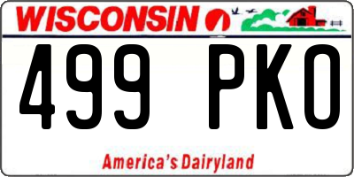 WI license plate 499PKO