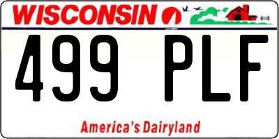 WI license plate 499PLF