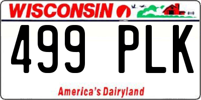 WI license plate 499PLK