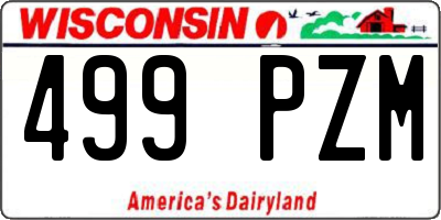WI license plate 499PZM