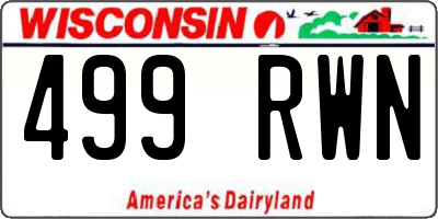 WI license plate 499RWN