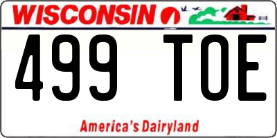 WI license plate 499TOE