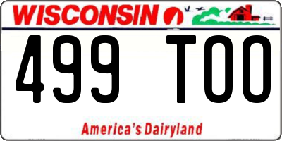 WI license plate 499TOO