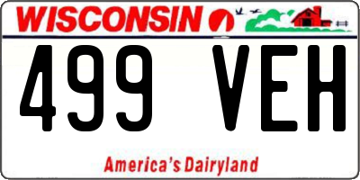 WI license plate 499VEH