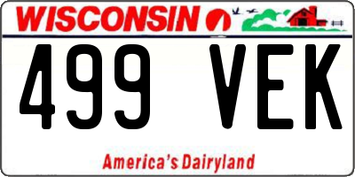 WI license plate 499VEK