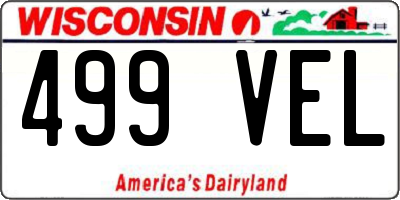 WI license plate 499VEL