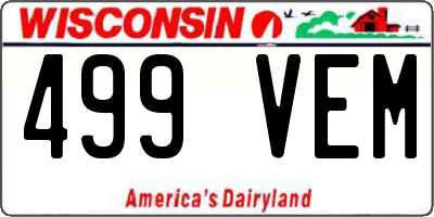 WI license plate 499VEM