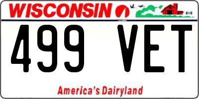 WI license plate 499VET