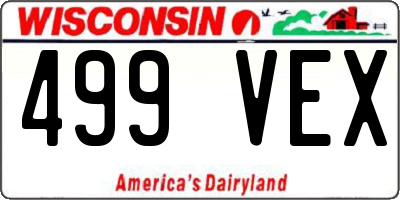 WI license plate 499VEX