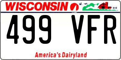 WI license plate 499VFR