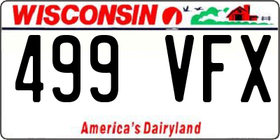 WI license plate 499VFX