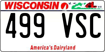 WI license plate 499VSC