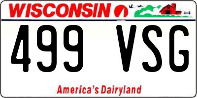 WI license plate 499VSG