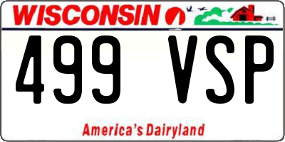 WI license plate 499VSP