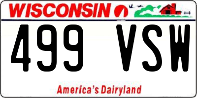 WI license plate 499VSW