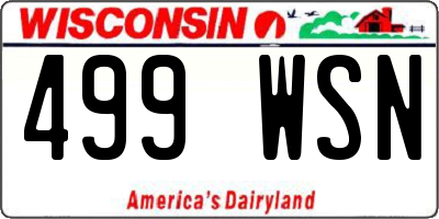 WI license plate 499WSN