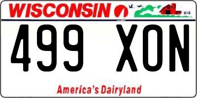 WI license plate 499XON