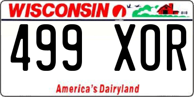 WI license plate 499XOR
