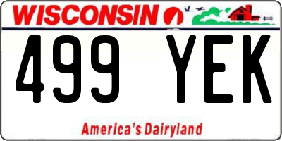 WI license plate 499YEK